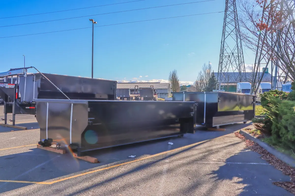 Roll-off dumpster ready for waste disposal at job site for Construction Dumpster Rental in Alum Rock